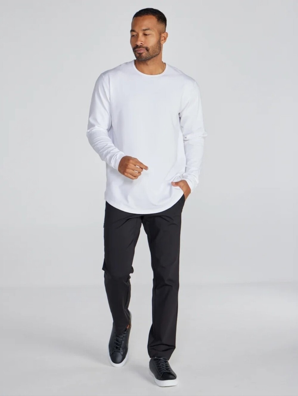 BYLT Basics White Long Sleeve Crew Shirt